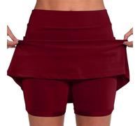 LLECDASEUI Tennis Skorts for Women UK with Inner Shorts Summer Golf Tennis Skirts Athletic Running Workout Skorts Ladies Lightweight Quick Dry Active Pants Breathable Skort Bike Shorts (Burgundy,L)
