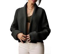 LLECDASEUI Womens Cropped Cardigan Open Front Shawl 2024 Fall Trendy Long Sleeve Sweater Jacket (Black,S)