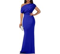 LLECDASEUI Women's Elegant Formal Evening Maxi Dress 2025 Sexy Sleeveless Off Shoulder Bodycon Long Dresses Party Prom Wedding Dress, blue, L