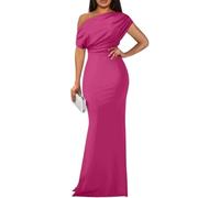 LLECDASEUI Women's Elegant Formal Evening Maxi Dress 2025 Sexy Sleeveless Off Shoulder Bodycon Long Dresses Party Prom Wedding Dress, pink, M