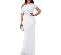LLECDASEUI Women's Elegant Formal Evening Maxi Dress 2025 Sexy Sleeveless Off Shoulder Bodycon Long Dresses Party Prom Wedding Dress, White, S