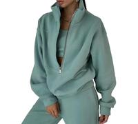LLECDASEUI Womens Full Set Lounge Wear Sets 2 Piece Outfits Ladies Fleece Tracksuits Comfort Long Sleeve Activewear Zip Coat Tops Trousers Fashion Casual Thermal Autumn Winter Tracksuit (Green,XL)