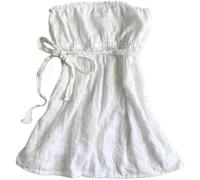 LLECDASEUI Women's Striped Tube Top Fairy Grunge Y2k Sleeveless Bandeau Tops Summer Coquette (White,S)