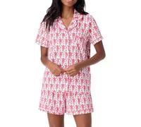 LLECDASEUI Womens Y2k Pajamas Set 2 Piece Button Down Monkey Shorts Set Roller Dupes Rabbit Preppy Loungewear Pjs (Pink,L)
