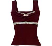 LLECDASEUI Y2k Cheetah Tops Emo Coquette Cropped Top Grunge 2000s Leopard Print Spaghetti Strap Tops (Red,M)