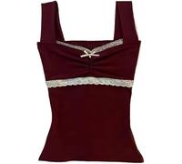 LLECDASEUI Y2k Cheetah Tops Emo Coquette Cropped Top Grunge 2000s Leopard Print Spaghetti Strap Tops (Red,M)