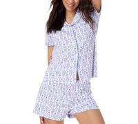 LLECDASEUI Y2k Pajama Set for Women, 2-Piece, Button-Down Monkey Shorts Set, Roller Dupes Rabbit Preppy Loungewear PJs, Sky, L