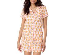 LLECDASEUI Y2k Women 2 Piece Pajamas Set with Button Down Shorts and Shorts Monkey Roller Dupes Rabbit Preppy Loungewear, Orange, S