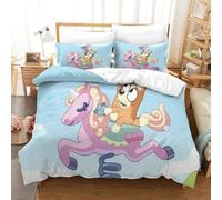 LLEERCFTY Bluey Duvet Cover 3 PCS Hotel Quality Quilt Cover Bedding Bed Covers with Pillowcases with Zipper Closure Ultra Soft Anti Allergic Microfiber Double(200x200cm)