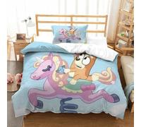 LLEERCFTY Bluey Duvet Cover Sets 3 PCS Hotel Quality Quilt Cover Bedding Bed Covers with Pillowcases with Zipper Closure Hypoallergenic Soft Breathable Microfiber Single（135x200cm）