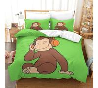 LLEERCFTY Curious George Duvet Cover 3 PCS Hotel Quality Quilt Cover Bedding Bed Covers with Pillowcases with Zipper Closure Hypoallergenic Soft Breathable Microfiber King（220x240cm）