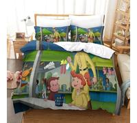 LLEERCFTY Curious George Duvet Cover Set 3 PCS Hotel Quality Quilt Cover Bed Sets Bed Covers with Pillowcases with Zipper Closure Breathable Stylish Comforter King（220x240cm）