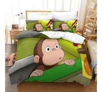 LLEERCFTY Curious George Duvet Cover Set 3 PCS Hotel Quality Quilt Cover Bed Sets Bed Covers with Pillowcases with Zipper Closure Hypoallergenic Soft Breathable Microfiber King（220x240cm）