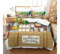 LLEERCFTY Curious George Duvet Cover Set 3 PCS Hotel Quality Quilt Cover Bedding Set Bed Covers with Pillowcases with Zipper Closure Ultra Soft Hypoallergenic Microfiber Single（140x200cm）