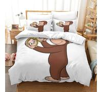 LLEERCFTY Curious George Duvet Cover Set 3 PCS Hotel Quality Quilt Cover Bedding Sets Bed Covers with Pillowcases with Zipper Closure Ultra Soft Hypoallergenic Microfiber Single（140x200cm）