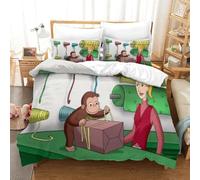 LLEERCFTY Curious George Duvet Cover Sets 3 PCS Hotel Quality Quilt Cover Bed Sets Bed Covers with Pillowcases with Zipper Closure Breathable Stylish Comforter King（220x240cm）