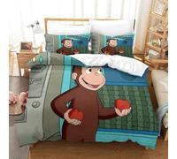 LLEERCFTY Curious George Duvet Cover Sets 3 PCS Hotel Quality Quilt Cover Bed Sets Bed Covers with Pillowcases with Zipper Closure Ultra Soft Anti Allergic Microfiber Single（140x200cm）
