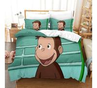 LLEERCFTY Curious George Duvet Cover Sets 3 PCS Hotel Quality Quilt Cover Bed Sets Bed Covers with Pillowcases with Zipper Closure Hypoallergenic Soft Breathable Microfiber Single（140x200cm）