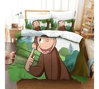 LLEERCFTY Curious George Duvet Cover Sets 3 PCS Hotel Quality Quilt Cover Bedding Bed Covers with Pillowcases with Zipper Closure Breathable Stylish Comforter Single（140x200cm）