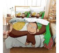 LLEERCFTY Curious George Duvet Cover Sets 3 PCS Hotel Quality Quilt Cover Bedding Sets Bed Covers with Pillowcases with Zipper Closure Ultra Soft Anti Allergic Microfiber Single（140x200cm）