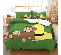 LLEERCFTY Curious George Duvet Cover Sets 3 PCS Hotel Quality Quilt Cover Bedding Sets Bed Covers with Pillowcases with Zipper Closure Ultra Soft Hypoallergenic Microfiber Single（140x200cm）