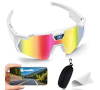 LLELEMAMO 4k POV Sports Glasses, Smart Baseball Sunglasses with Camera, Record Audio, Video & Take Photos, for Cycling Hiking (A1)