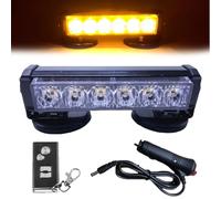 LLELEMAMO Car Strong Magnetic Flash Light, Car Strong Magnetic Flash Light Remote Control with 9 Modes 6 High Intensity Led, IP66 Waterproof Wireless Remote Strobe Lights for Trucks (Yellow)