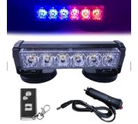 LLELEMAMO Car Strong Magnetic Flash Light, Car Strong Magnetic Flash Light Remote Control with 9 Modes 6 High Intensity Led, IP66 Waterproof Wireless Remote Strobe Lights for Trucks (Red blue)