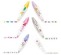 LLELEMAMO Infinite Decorative Pens, DIY Cute Animal Press Type Decorative Pens for Scrapbooking, DIY Lace Decoration Tape Pen for Kids, Diary Decorative Correction Tapes (6Pcs-A)