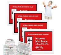 LLELEMAMO Mahjong Cards 2025 Large Size Card, Mah Jongg Cards 2025 Official Large Print, Official Hands and Rules 4 Pcs (Red)