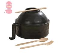 LLELEMAMO Microwave Ramen Cooker Bowl Set, 40oz Instant Noodle Pot with Drain Basket and Tableware, Multipurpose Soup and Salad Container for Students, Travel, Kitchen and Office (Black)