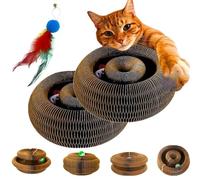 LLELEMAMO Twisty Paws Cat Toy, Accordion Magic Organ Cat Scratcher Toys for Indoor Cats, Cardboard Cats Scratching Board with Bell Ball, The Ultimate Interactive Toys Mental Physical Exercise (2PCS)
