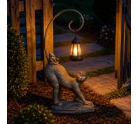 LLELEMAMO Whisker Wonder Cat, Solar Cat Garden Decor Outdoor Statue, Cat with LED Waterproof Sculptures Lights, Funny Home Lawn Figurine Sculpture Resin Ornaments for Patio Backyard Porch (Monkey)