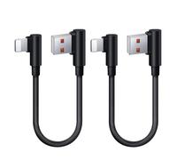 LLFYXM 2 Pack Short Lightning Cable MFi Certified 0.3M, Right Angle Nylon Braided Charger for iPhone 14/13/12/11/X/8, Fast Charging & Durable Cable for Power Banks & Travel (Black)