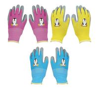 LLFYXM 3 Pairs Kids Gardening Gloves (Ages 5-7) Breathable Work Gloves with Non Slip PVC Dots Cute Animal Designs for Boys & Girls Perfect for Yard Work, Camping & Outdoor Activities