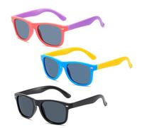 LLFYXM 3 Pairs Kids Polarized Sunglasses, Stylish Colored Frame boys Sunglasses, for Girls Boys Age 3-7, For Kids, Travel, School, Shopping,Party, Outdoor, Beach