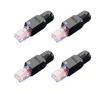 LLFYXM RJ45 Connector 4Pcs Toolless Cat6A Connectors Modular Plug Gold Plate Ethernet Connector Ends Reusable Connected And High Speed Transmission for 23-26 AWG Network(Black)