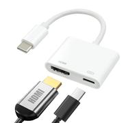 LLFYXM USB C to HDMI Adapter 2-In-1 Type C to HDMI for iPhone 16/15 100W Fast Adapter Charge With TV HDTV Monitor Projector Video Audio Sync Screen Cable USB C Hub