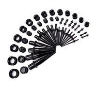 LLGL-EU Ear Stretching Kit 50 Pieces 14G-00G Ear Gauges Expander Set Acrylic Taper and Plug & Silicone Tunnel Piercing Jewellery Set, Acrylic