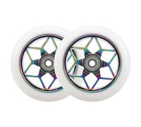 LLhappy 2 Pcs 110mm Scooter Wheels Pu Thick Stunt with Bearings(White)