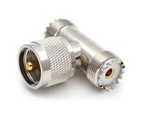 LLHCF 1-Pack PL-259 UHF Triple Connector UHF Male PL259 To UHF Female SO239 Adapter RF Coaxial Connector UHF T Shape