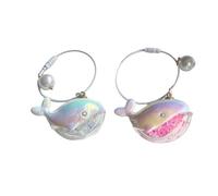 LLHCF 1 Pair Acrylic Whale Keychains Bag Charm Elegant Bag Hanging Pendant Acrylic Texture for Daily Use Or Present Fashionable Key Accessory