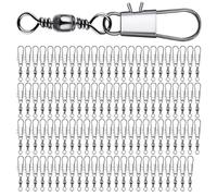 LLHCF 100Pcs High Strength Rolling Round Bearing Fishing Barrels Swivels With Locking Fishing Baits Connectors Clip Fishing Connectors