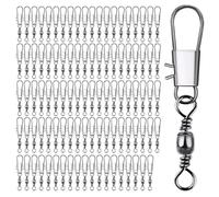 LLHCF 100Pcs High Strength Rolling Round Bearing Fishing Barrels Swivels With Locking Fishing Baits Connectors Clip Fishing Connectors