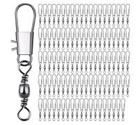 LLHCF 100Pcs High Strength Rolling Round Bearing Fishing Barrels Swivels With Locking Fishing Baits Connectors Clip Fishing Connectors