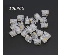 LLHCF 100pcs RJ12 6P6C Modular Cable For Head Telephone Connectors Crystal Plugs Cable