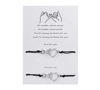 LLHCF 2Pcs/Set Matching Bracelets Heart For Charm Hand Rope For Couple Mom Daughter Adjustable Cord Meaningful