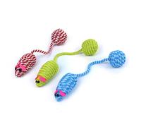 LLHCF 3 Pcs Mice Squeak Toy Colorful False Interactive Toy Woven Mice Tail Chew Toy For Indoor Cats
