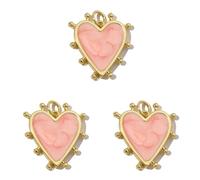 LLHCF 3 Pieces 18k Gold Plated Heart Charm Necklace Pendants Trendy Accessories For Women Coppers Jewelry Making Components Couple's Jewelry Gifts