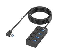 LLHCF 4 Port USB 2.0 Data Splitter Adapter With Individual Power Switches Fast Speed Easy Connection USB Converter